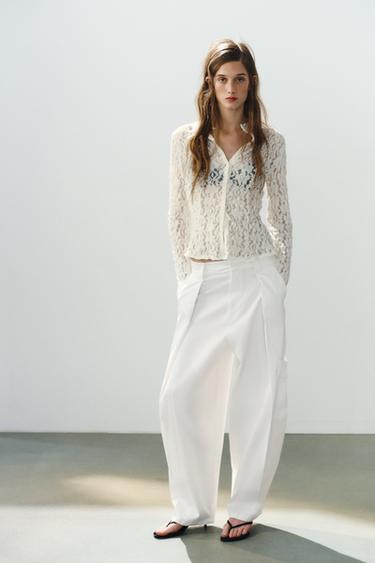 Zara Топ из кружева с пуговицами