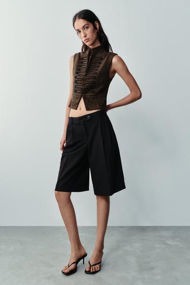 Zara Жилет из искусственной замши с застежками-тоггл