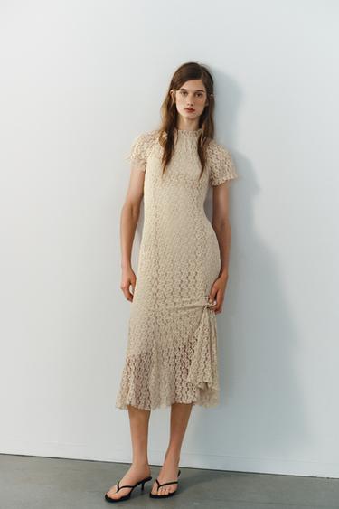 Zara Кружевное платье миди