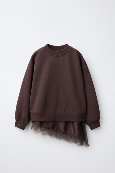 Zara Толстовка с кружевной отделкой по низу