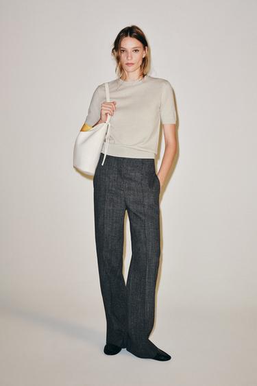 Zara Свитер из 100% шерсти с короткими рукавами
