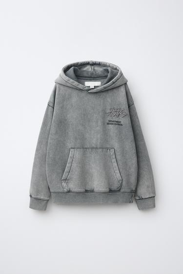 Zara Худи с эффектом потертости и надписью