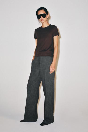 Zara Футболка интерлок с короткими рукавами