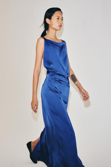 Zara Атласное платье со сборками — коллекция ZARA «ZW»