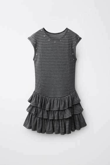 Zara Платье с оборками и звёздчатыми заклёпками