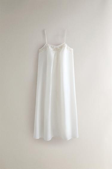Zara Хлопковая ночная сорочка с вышивкой купить с доставкой.