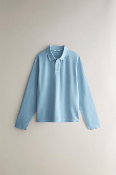 Zara Поло из хлопка с длинными рукавами