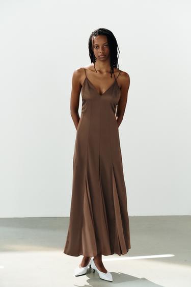 Zara Комбинированное платье-комбинация купить с доставкой.