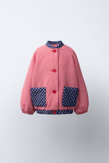 Zara Бомбер в клетку виши с цветочным принтом