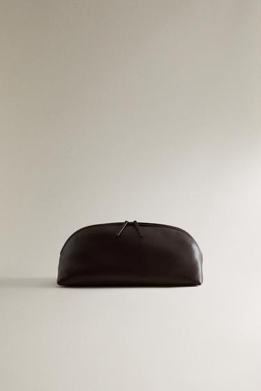 Zara Большая кожаная косметичка-полумесяц