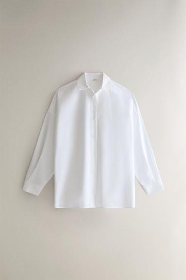Zara Хлопковая рубашка с длинными рукавами