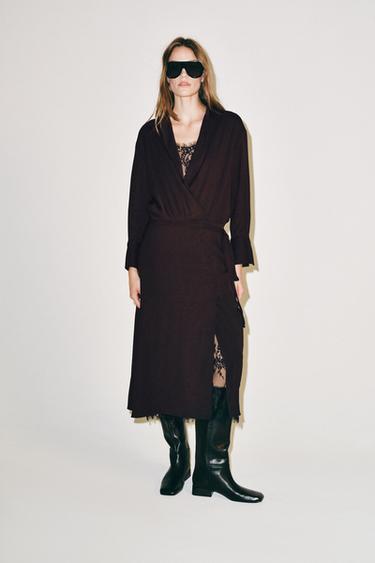 Zara Платье с запахом в бельевом стиле — коллекция ZARA «ZW» купить с доставкой.
