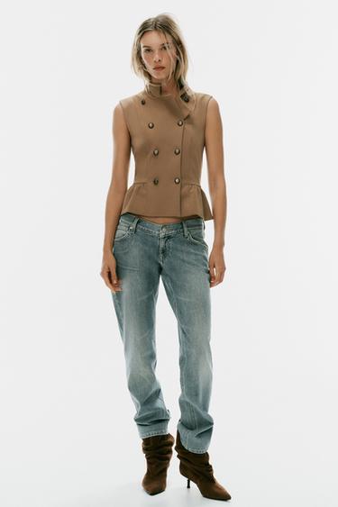 Zara Трикотажный топ с баской