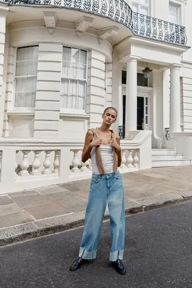 Джинсы Z1975 Baggy со средней посадкой и отворотами- Заказать в России