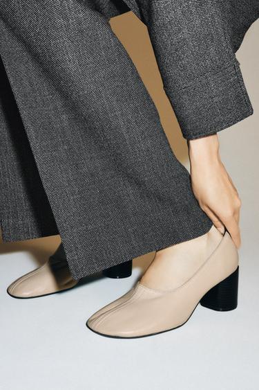 Zara Кожаные туфли на каблуке