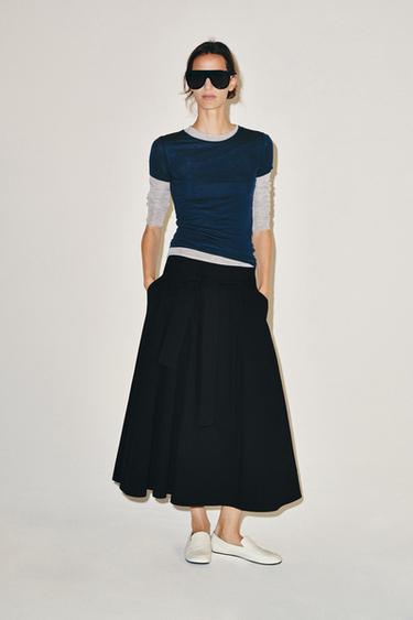 Zara Юбка миди с поясом — коллекция ZARA «ZW»