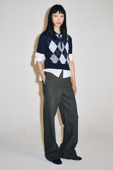 Zara Трикотажное поло в ромб