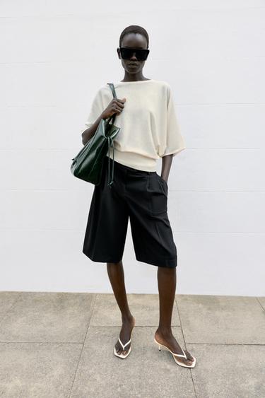 Zara Трикотажный топ с рукавами 3/4
