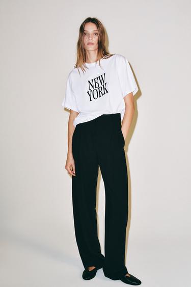 Zara Футболка оверсайз с текстовым принтом