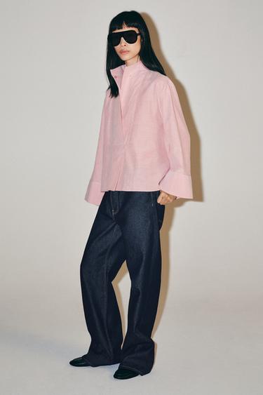 Zara Рубашка в полоску с манишкой коллекция ZARA «ZW»