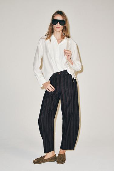 Zara Замшевые лоферы с бахромой