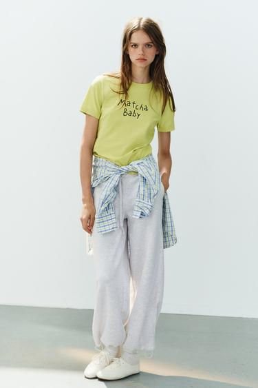 Zara Футболка в стиле рустик с надписью