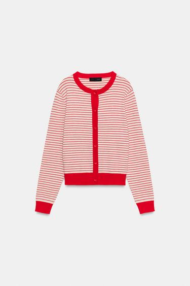 Zara Кардиган в полоску с пуговицами «сердце» купить с доставкой.