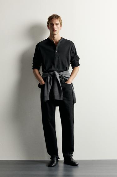 Zara Футболка с воротником-хенли 