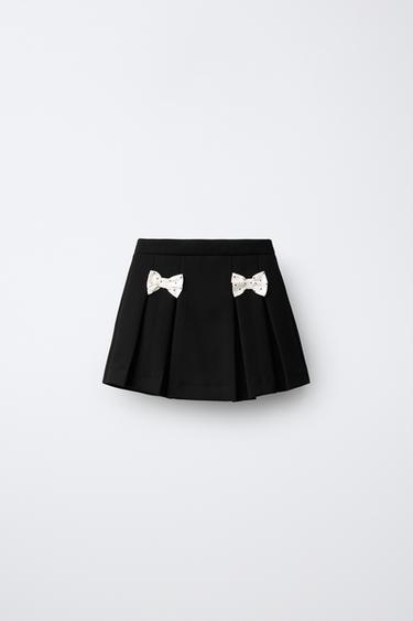 Zara Юбка-шорты с бантами в горошек