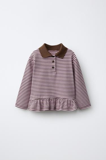 Zara Поло с баской в полоску