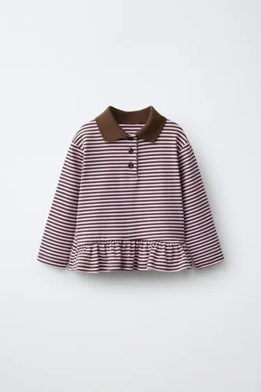 Поло с баской в полоску