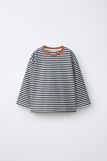 Zara Футболка в полоску с контрастным воротником