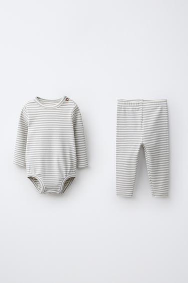 Zara Комплект из боди и легинсов в полоску