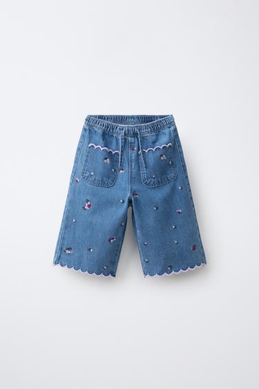 Zara Джинсы с цветочной вышивкой