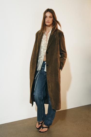 Zara Длинное пальто из 100% кожи — коллекция ZARA «ZW»