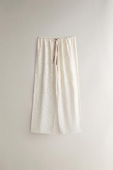 Zara Хлопковые брюки с цветочным кружевом купить с доставкой.