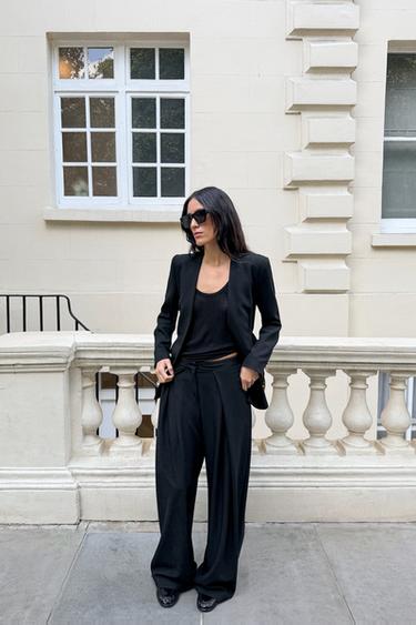 Zara Плиссированные брюки широкого кроя купить с доставкой.