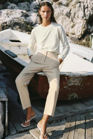 High-waist cropped trousers