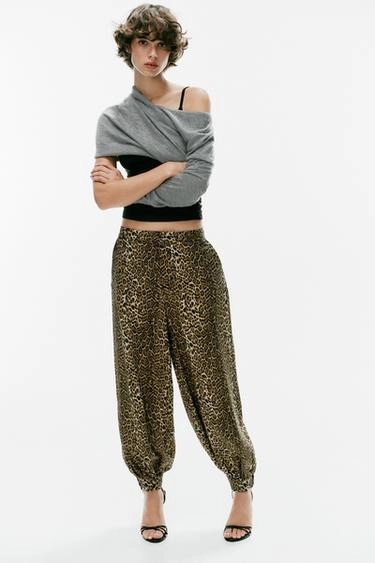 Animal print satin sarouel trousers- Заказать в России