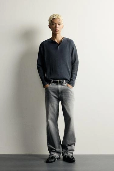 Вязаная футболка с застёжкой henley- Заказать в России