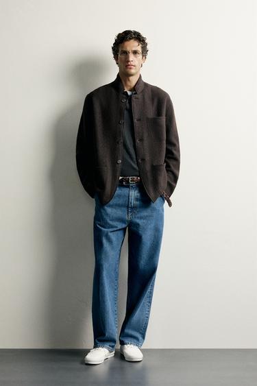 Zara Свободный блейзер из смеси шерсти и вискозы
