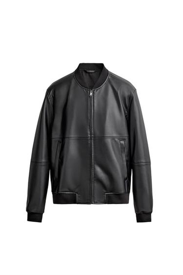 Zara Бомбер из кожи с эффектом кожи