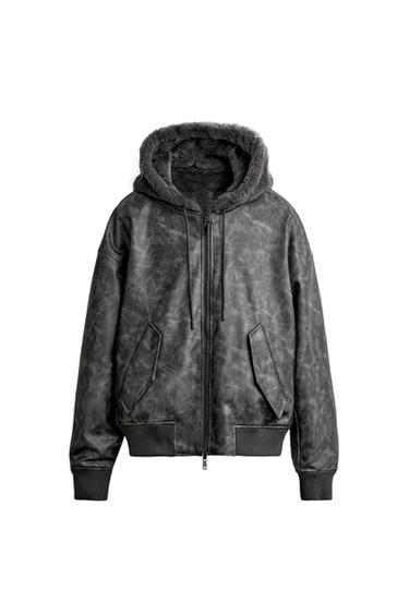 Zara Двусторонняя бомбер-куртка из искусственного меха
