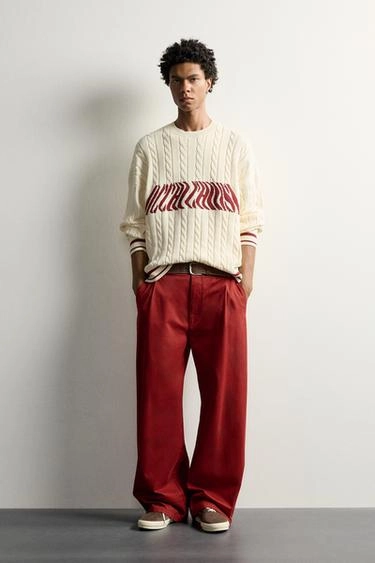 Contrast text cable-knit jumper- Заказать в России