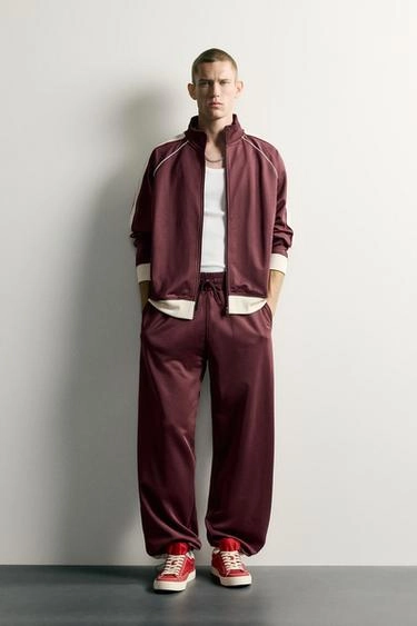 Retro tracksuit trousers with contrast stripes