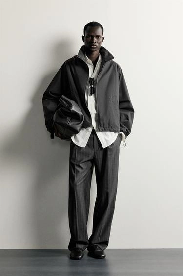 Cropped fit technical hooded jacket