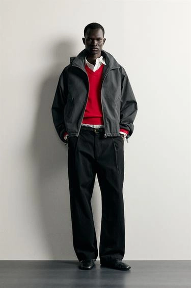 Relaxed fit pleated chino trousers