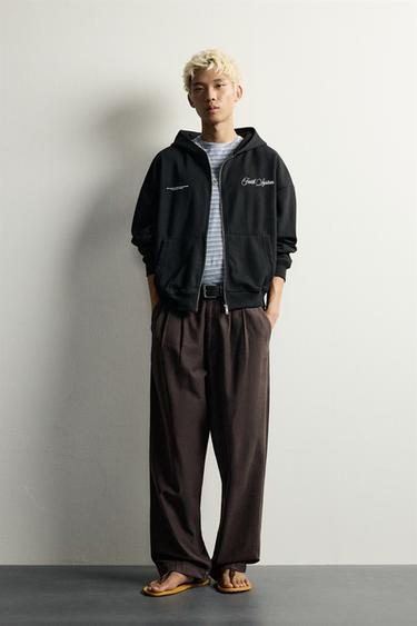 Zara Толстовка на молнии с принтом
