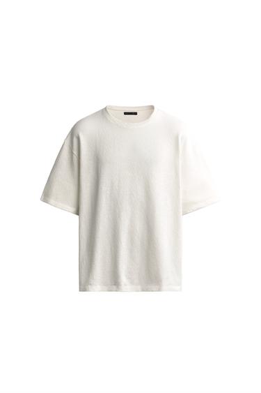 Zara Футболка из вязаного хлопка с принтом и эффектом стирки