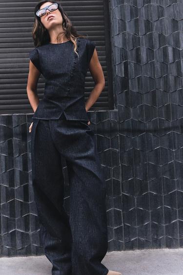 Zara Джинсовый топ Z1975 с декоративными пуговицами